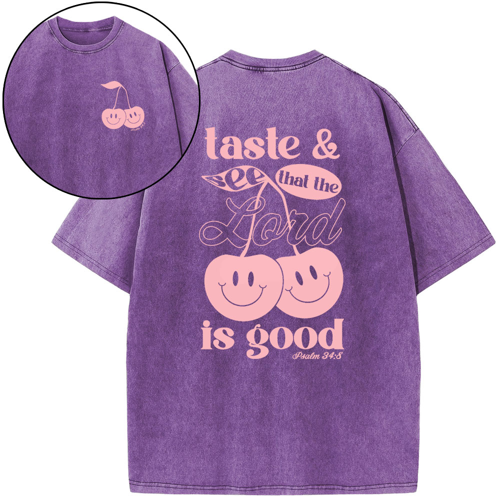 Taste And See And That Lord Is Good Christian Washed T-Shirt