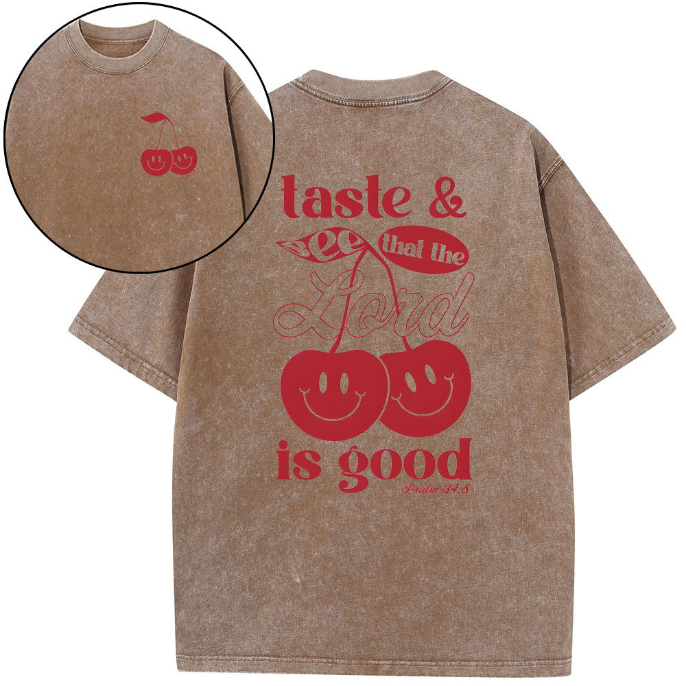 Taste And See And That Lord Is Good Christian Washed T-Shirt