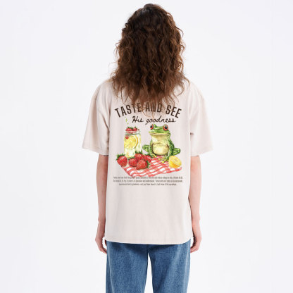 Taste And See His Goodness Christian Washed T-Shirt