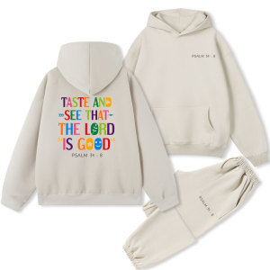 Image of Taste And See That The Lord Is Good Christian Fleece Hoodie Set