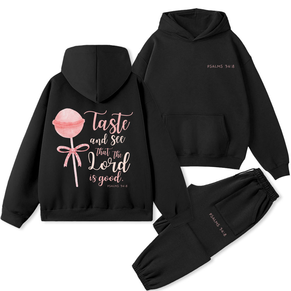 Taste And See That The Lord Is Good Christian Premium Fleece Hoodie Set