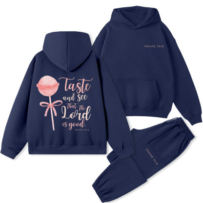 Taste And See That The Lord Is Good Christian Premium Fleece Hoodie Set