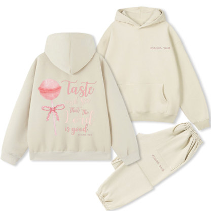 Taste And See That The Lord Is Good Christian Premium Fleece Hoodie Set