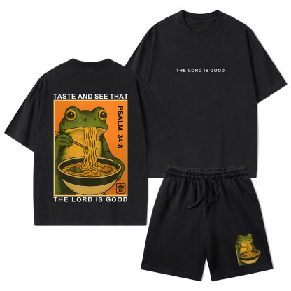 Taste And See That The Lord Is Good Christian Washed T-Shirt & Shorts