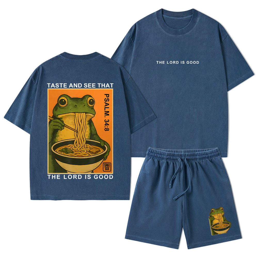 Taste And See That The Lord Is Good Christian Washed T-Shirt & Shorts