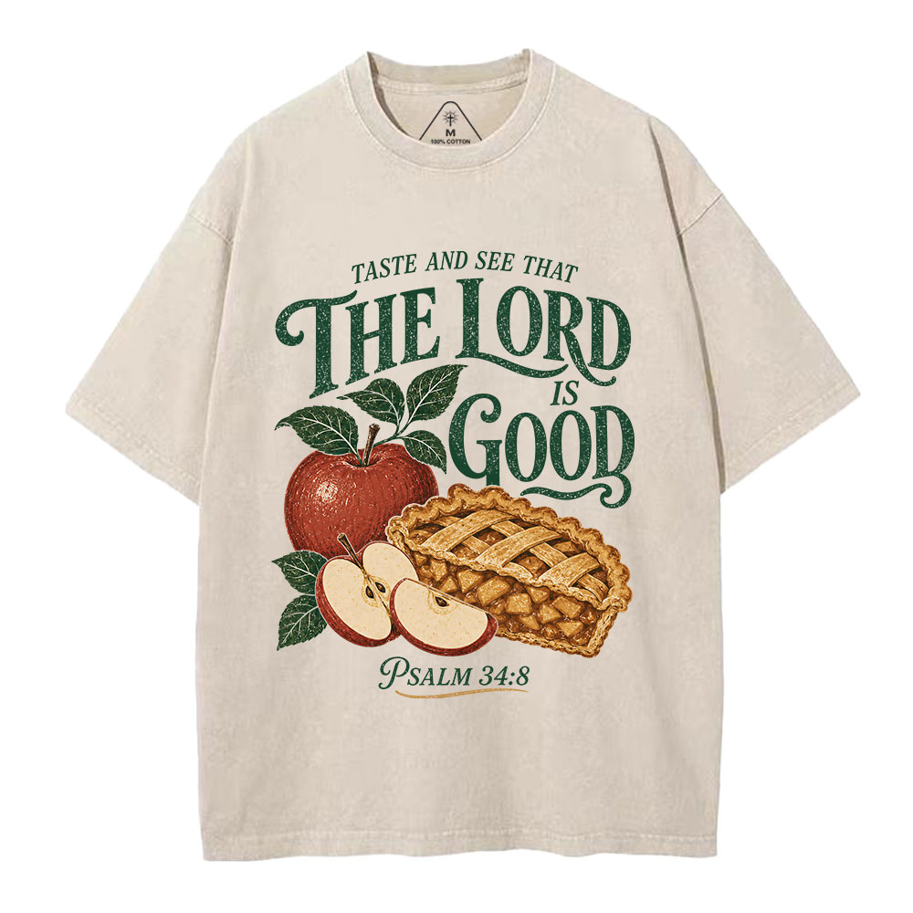 Taste And See The Lord Is Good Christian Washed T-Shirt