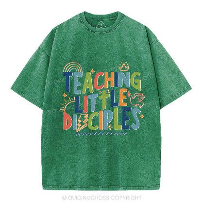 Teaching Little Disciples Christian Washed T-Shirt