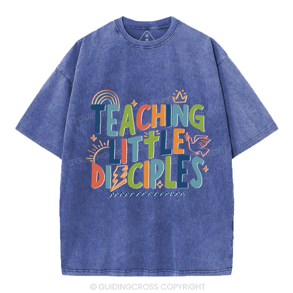 Teaching Little Disciples Christian Washed T-Shirt