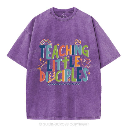 Teaching Little Disciples Christian Washed T-Shirt