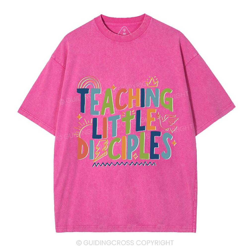 Teaching Little Disciples Christian Washed T-Shirt
