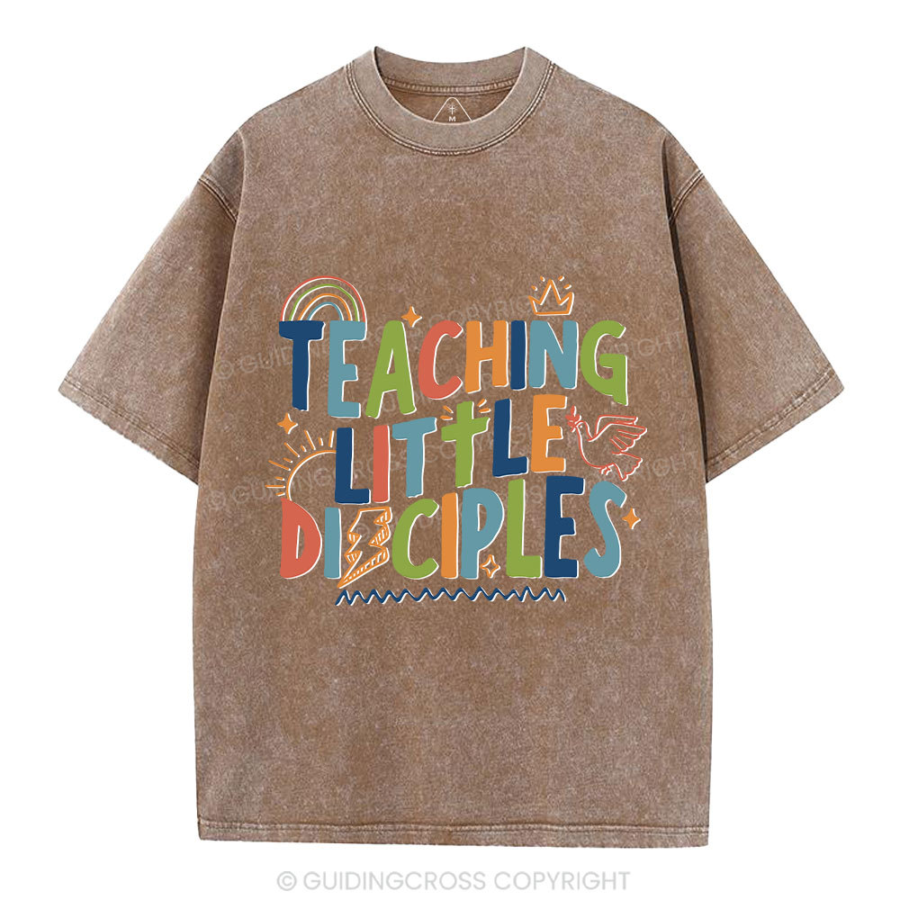Teaching Little Disciples Christian Washed T-Shirt