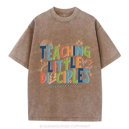 Teaching Little Disciples Christian Washed T-Shirt