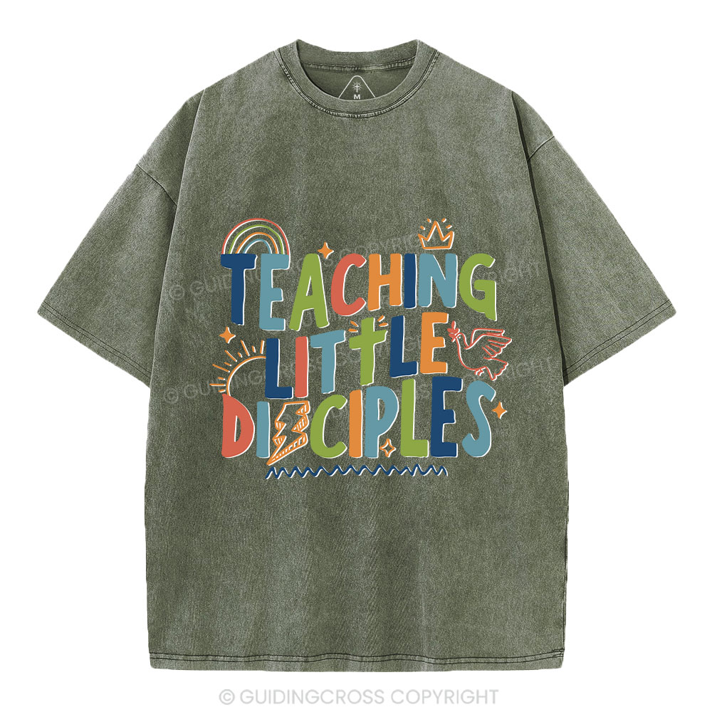 Teaching Little Disciples Christian Washed T-Shirt