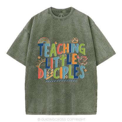 Teaching Little Disciples Christian Washed T-Shirt