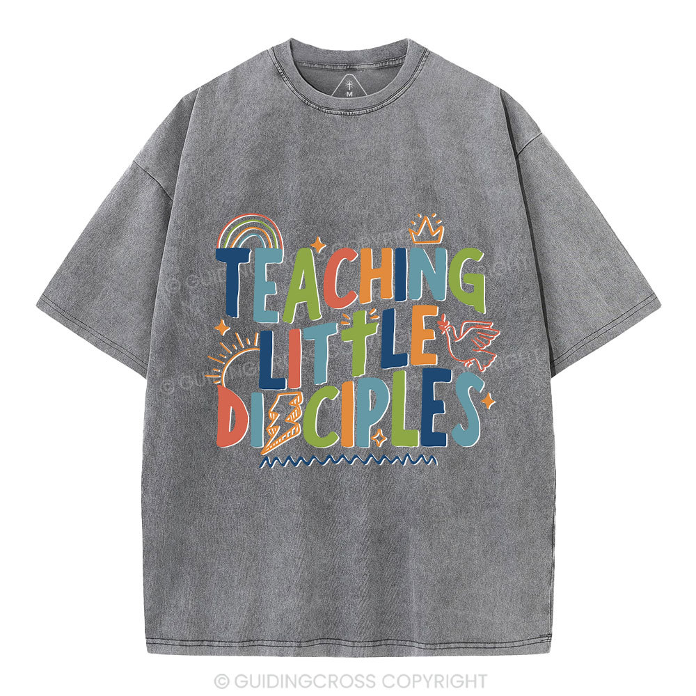 Teaching Little Disciples Christian Washed T-Shirt