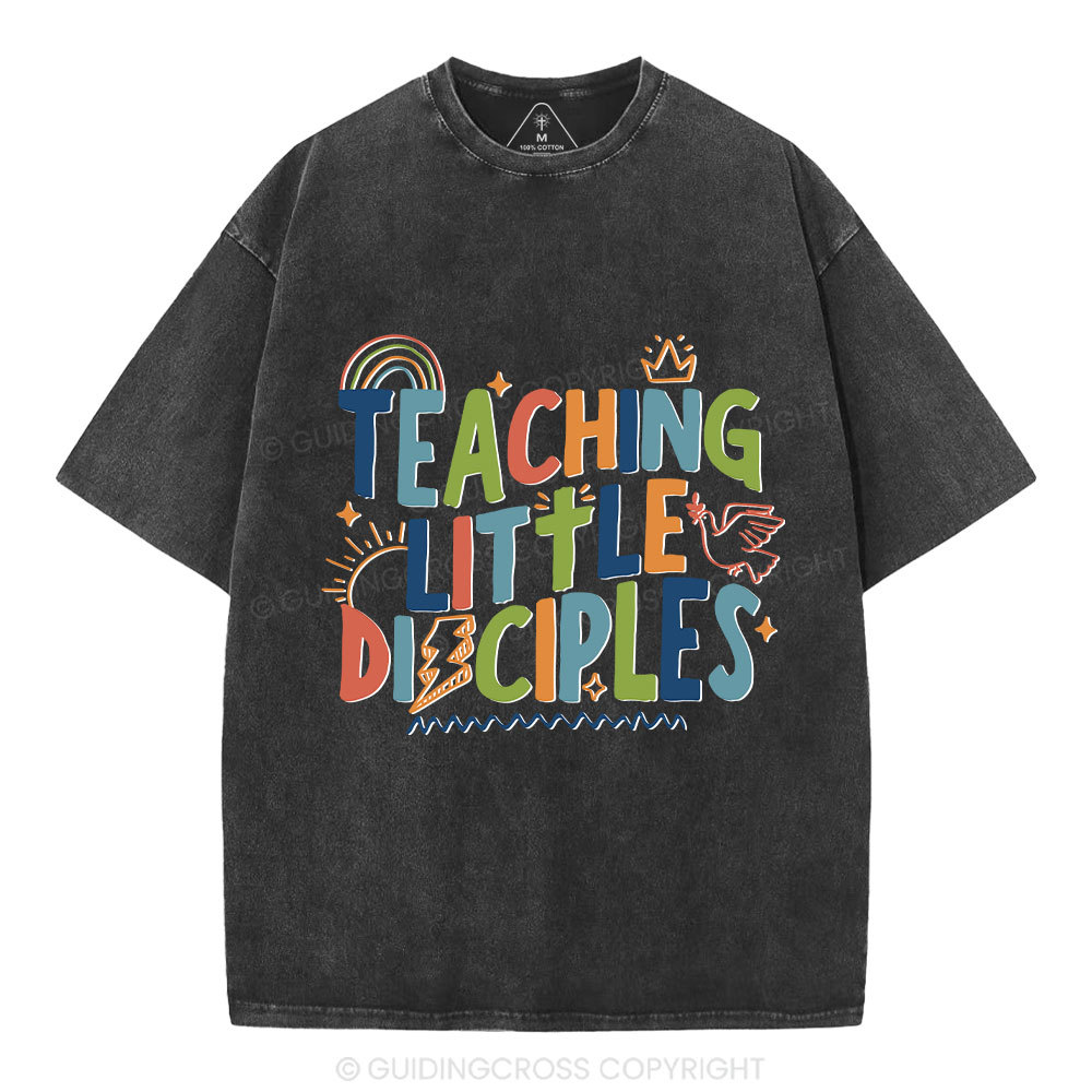 Teaching Little Disciples Christian Washed T-Shirt