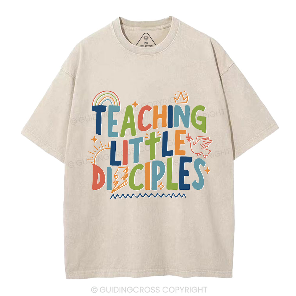 Teaching Little Disciples Christian Washed T-Shirt