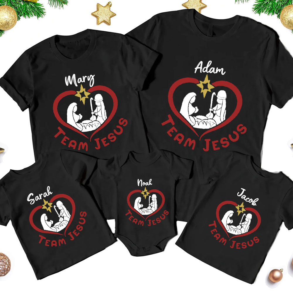 Team Jesus Christian Christmas Family Matching Shirts