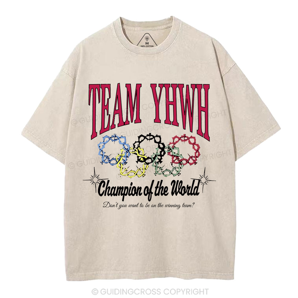 Team YHWH Champion Of The World Christian Washed T-Shirt