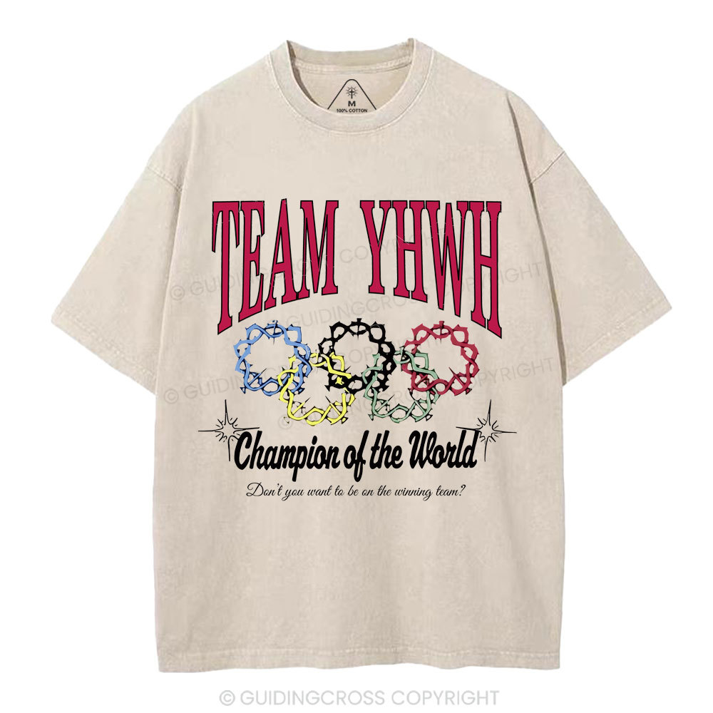 Team YHWH Champion Of The World Christian Washed T-Shirt