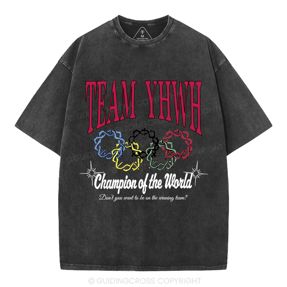 Team YHWH Champion Of The World Christian Washed T-Shirt
