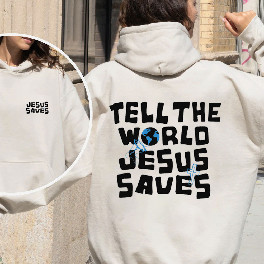 Tell The World Jesus Saves Christian Fleece Hoodie Set