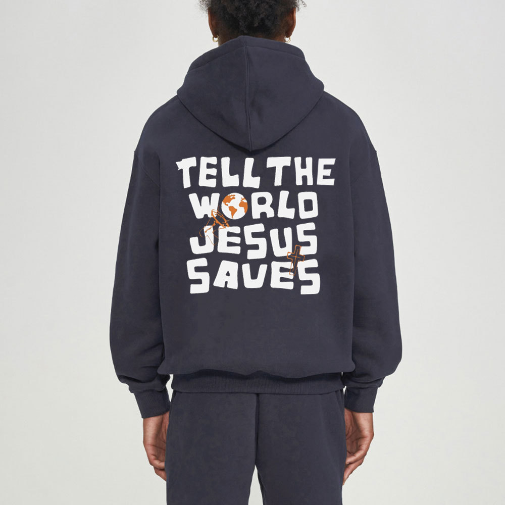 Tell The World Jesus Saves Christian Fleece Hoodie Set