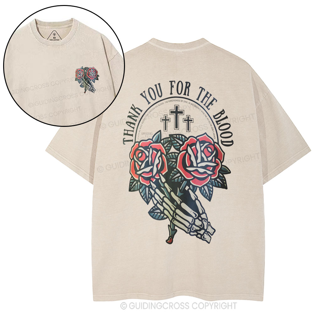 Thank You Are The Blood Christian Washed T-Shirt