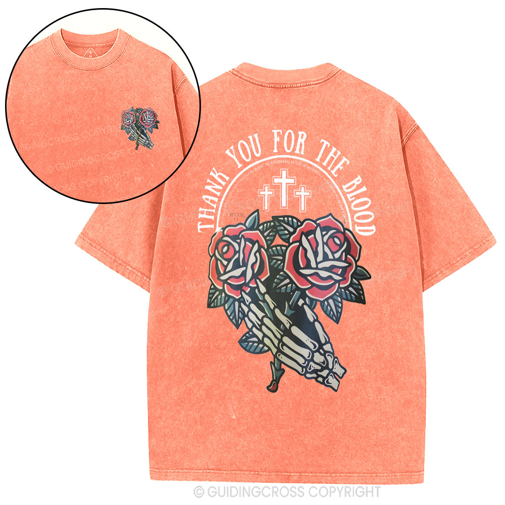 Thank You Are The Blood Christian Washed T-Shirt