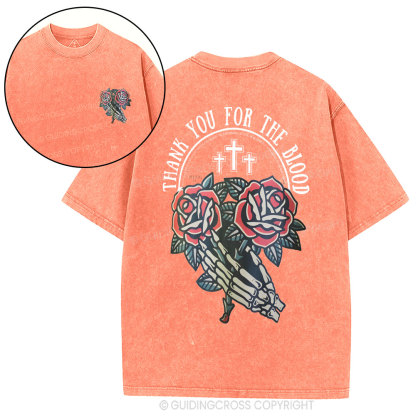 Thank You Are The Blood Christian Washed T-Shirt