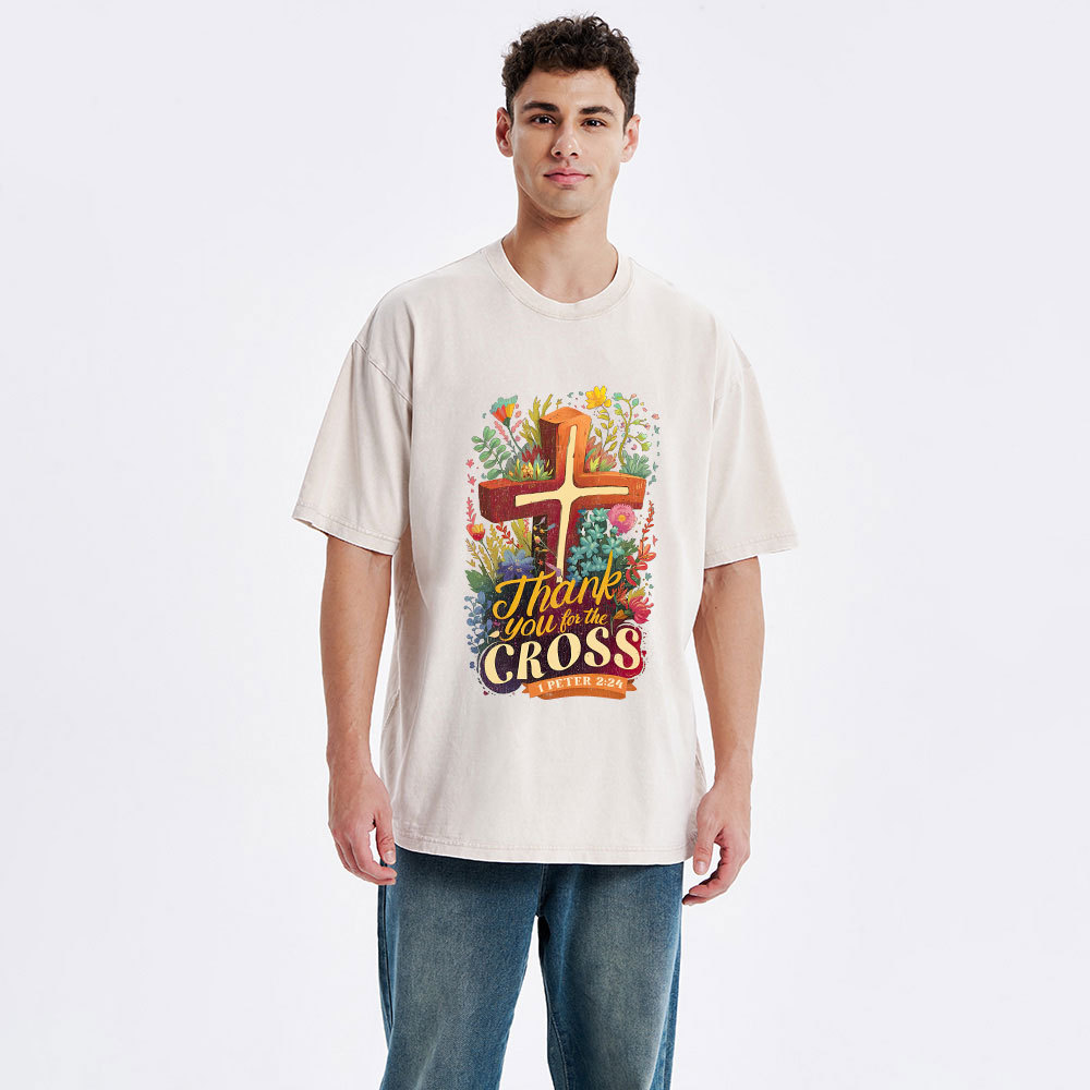 Thank You For The Cross Christian Washed T-Shirt