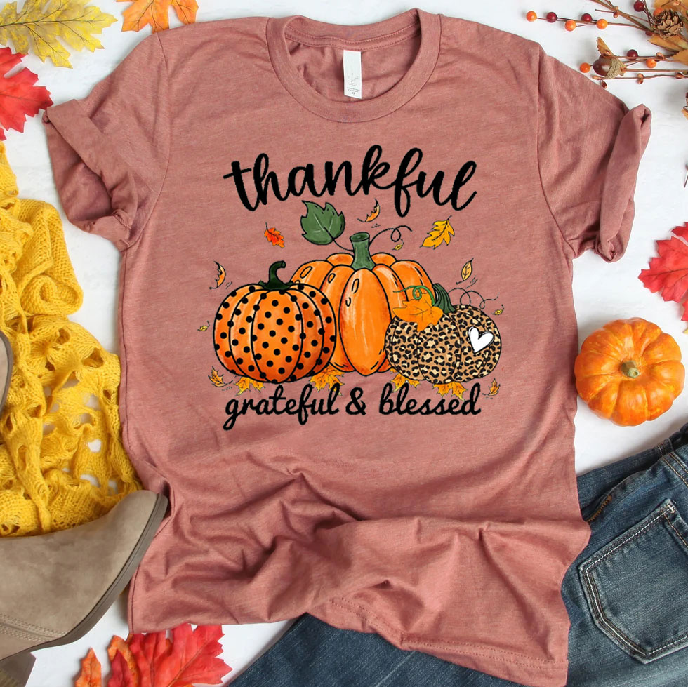 Thankful And Grateful With Heart Christian T-Shirt
