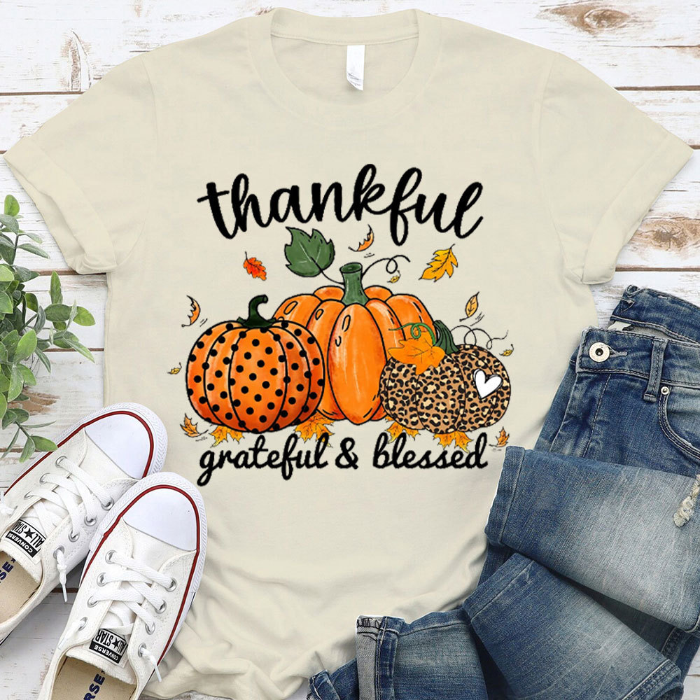 Thankful And Grateful With Heart Christian T-Shirt