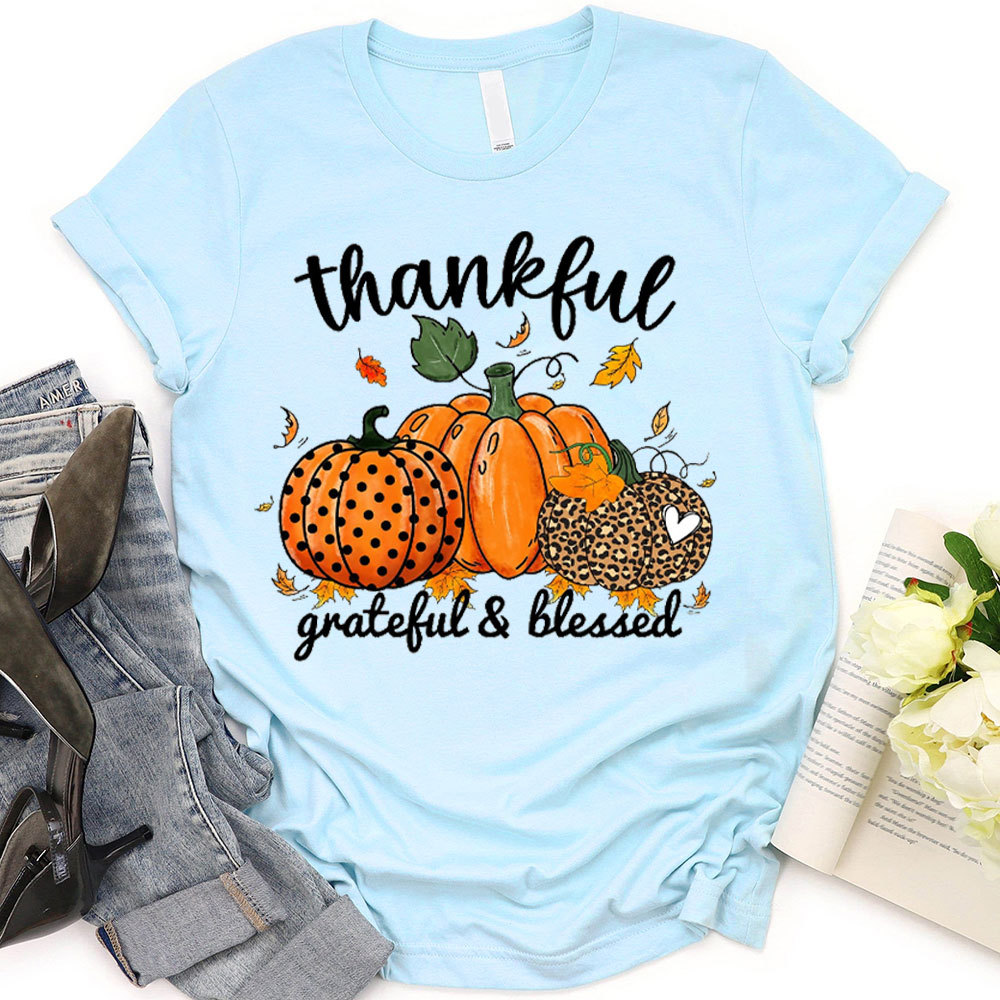 Thankful And Grateful With Heart Christian T-Shirt