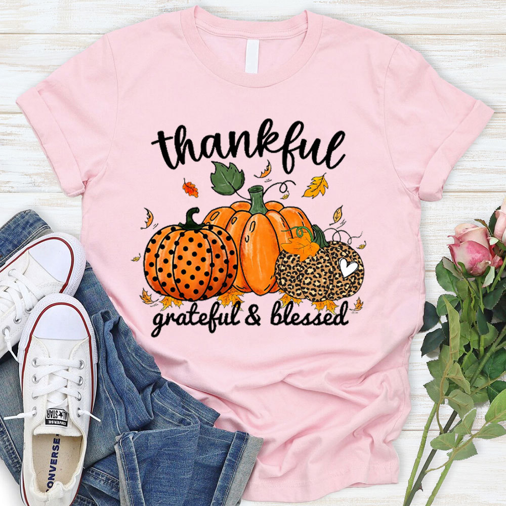 Thankful And Grateful With Heart Christian T-Shirt