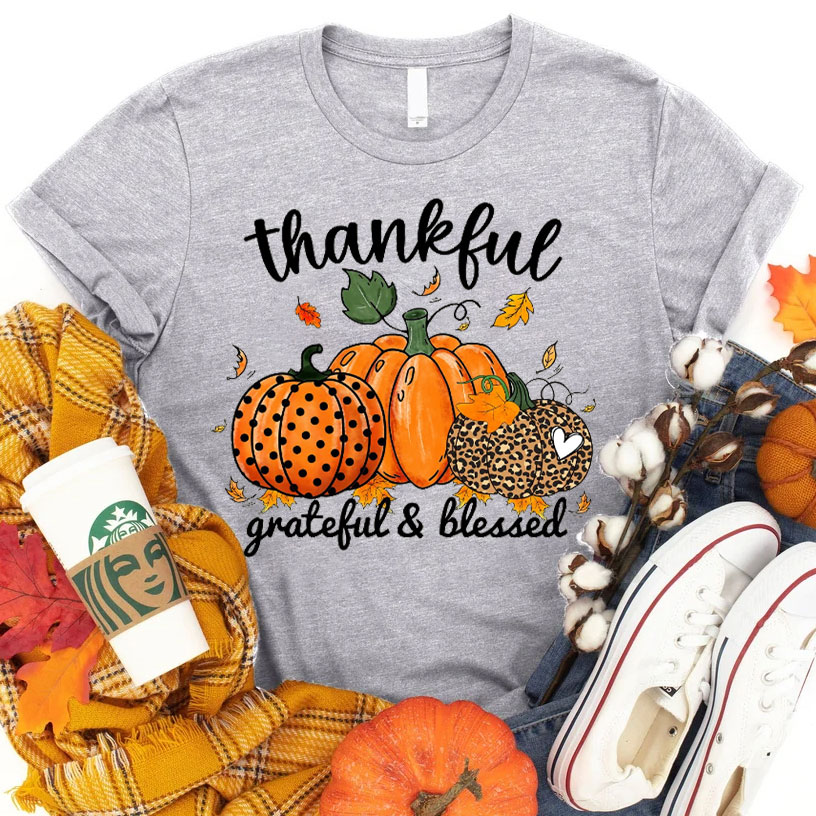 Thankful And Grateful With Heart Christian T-Shirt