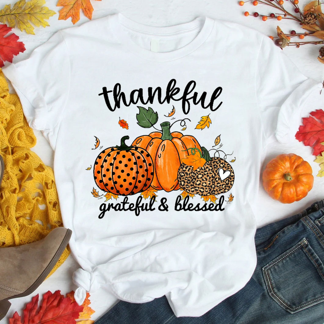 Thankful And Grateful With Heart Christian T-Shirt