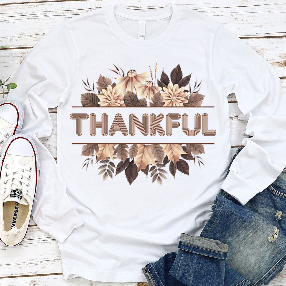 Thankful Fall Christian Long Sleeve T-Shirt Sale - GuidingCross