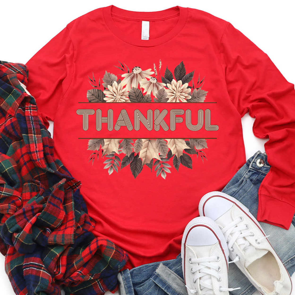 Thankful Fall Christian Long Sleeve T-Shirt