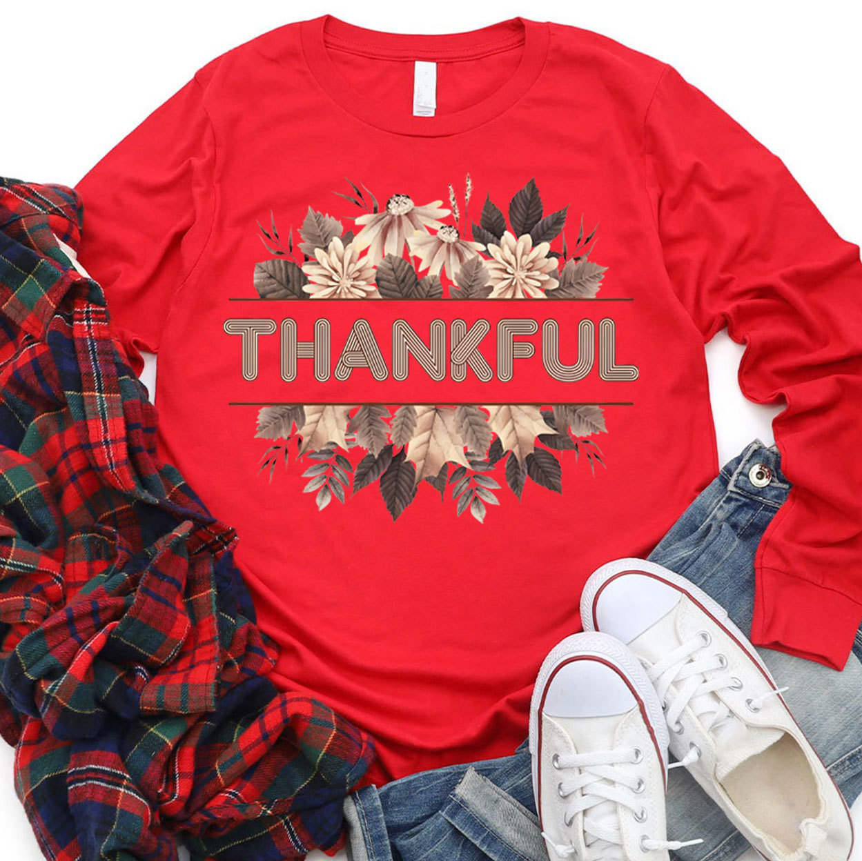 Thankful Fall Christian Long Sleeve T-Shirt