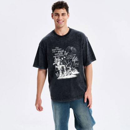 That They May Have Life Christian Washed T-Shirt