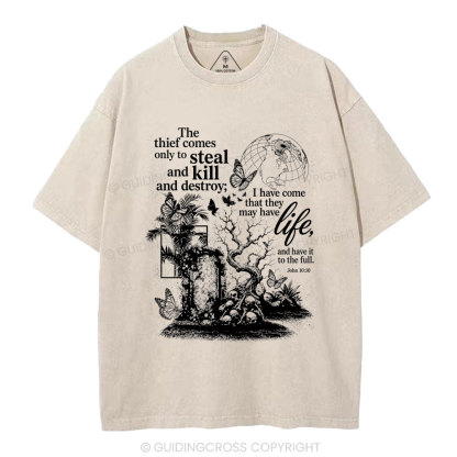 That They May Have Life Christian Washed T-Shirt