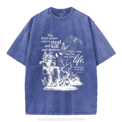 That They May Have Life Christian Washed T-Shirt