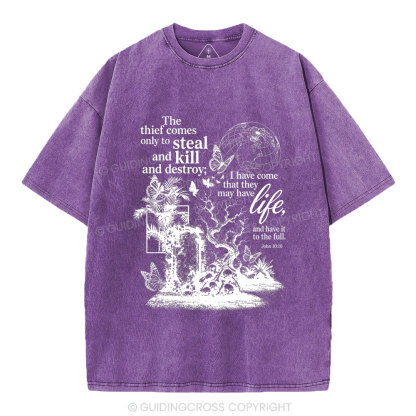 That They May Have Life Christian Washed T-Shirt