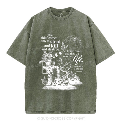 That They May Have Life Christian Washed T-Shirt