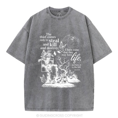 That They May Have Life Christian Washed T-Shirt