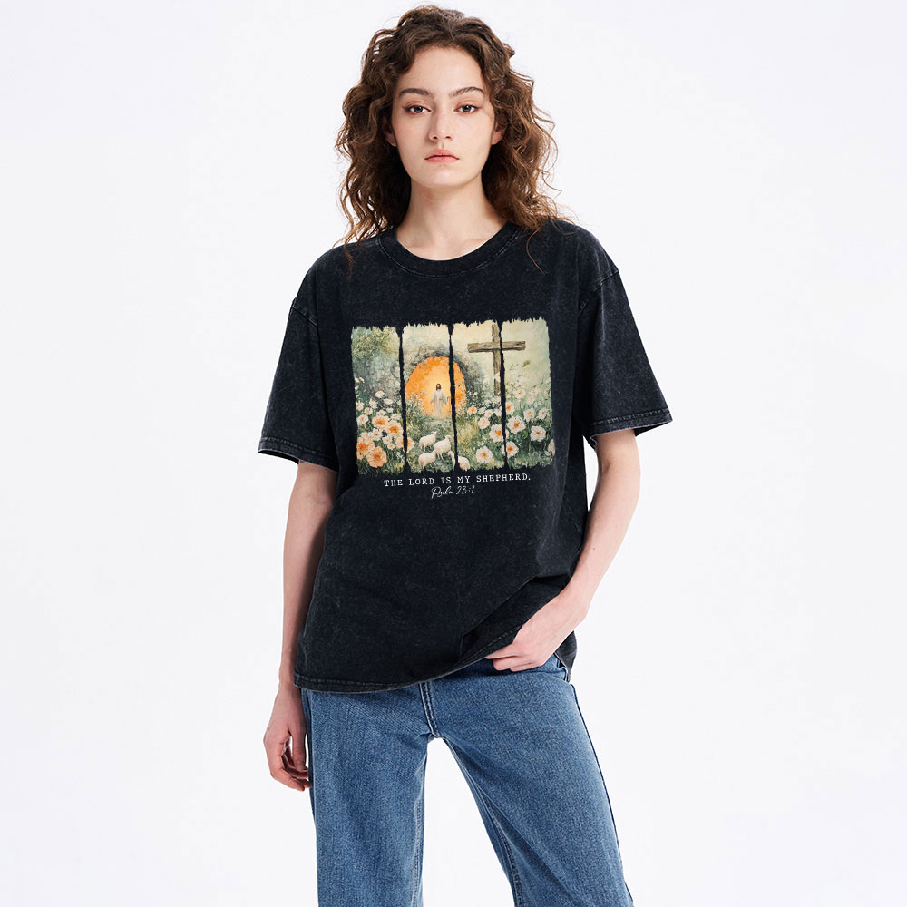 The Lord Is My Sheperd Christian Washed T-Shirt