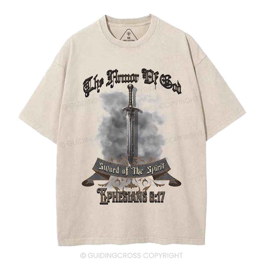 The Armor Of God Christian Washed T-Shirt