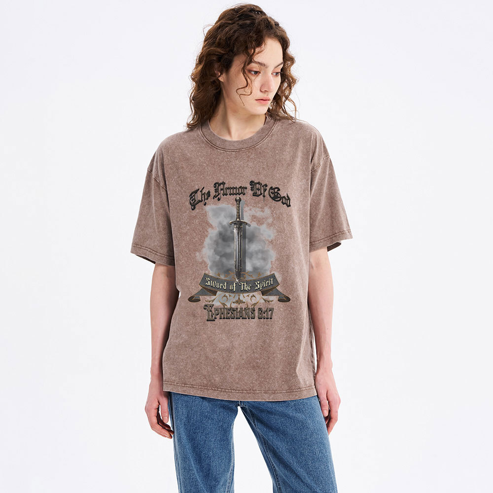The Armor Of God Christian Washed T-Shirt
