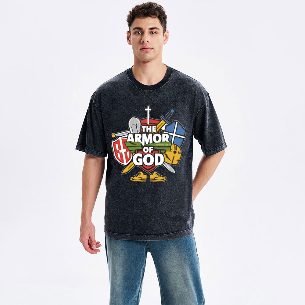 The Armor Of God Christian Washed T-Shirt
